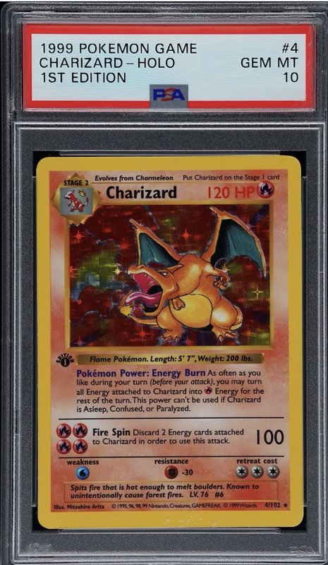 Graded Pokemon Charizard Base Set Holo card